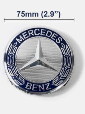 New 3 Inch Mercedes Benz AFFALTERBACH AMG Wheel Center Cap Hub 75mm Blue Wreath